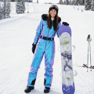 XS Womens Viral Waterproof Iridescent Snow Suit Tipsy Elves